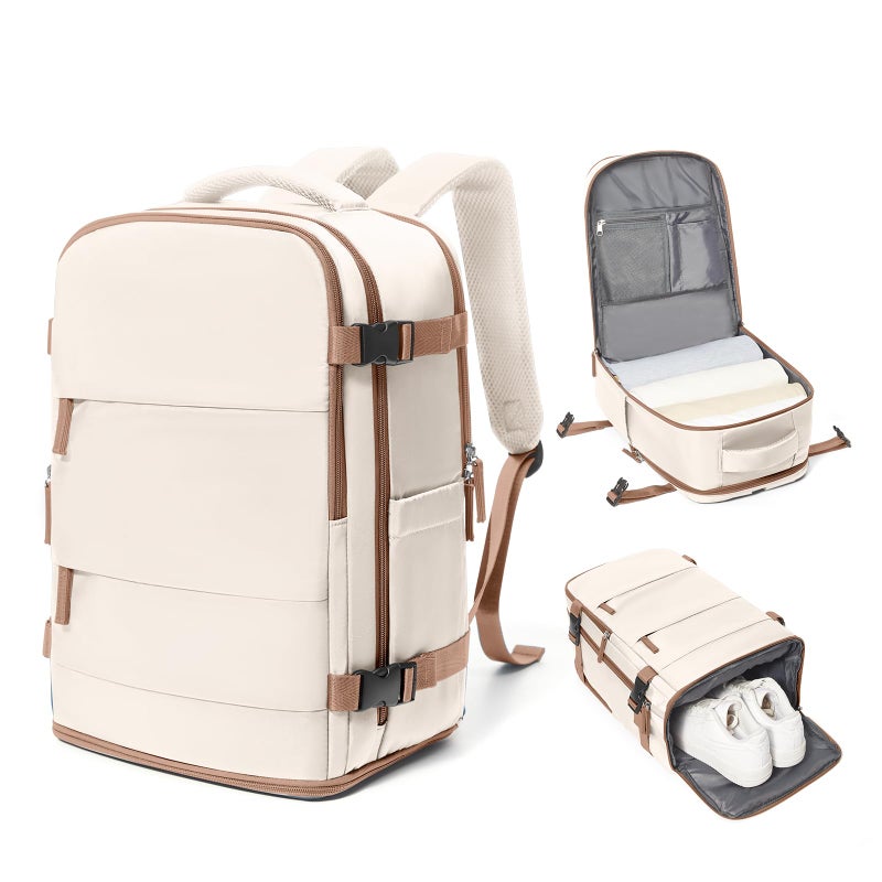 coowoz Travel Backpack Carry On for Women Man Gym Backpacks with Laptop Compartment Mochila de Viaje Teacher Personal Item Backpack Airplane Accessories Must Haves Beige Brown Small - Image 1